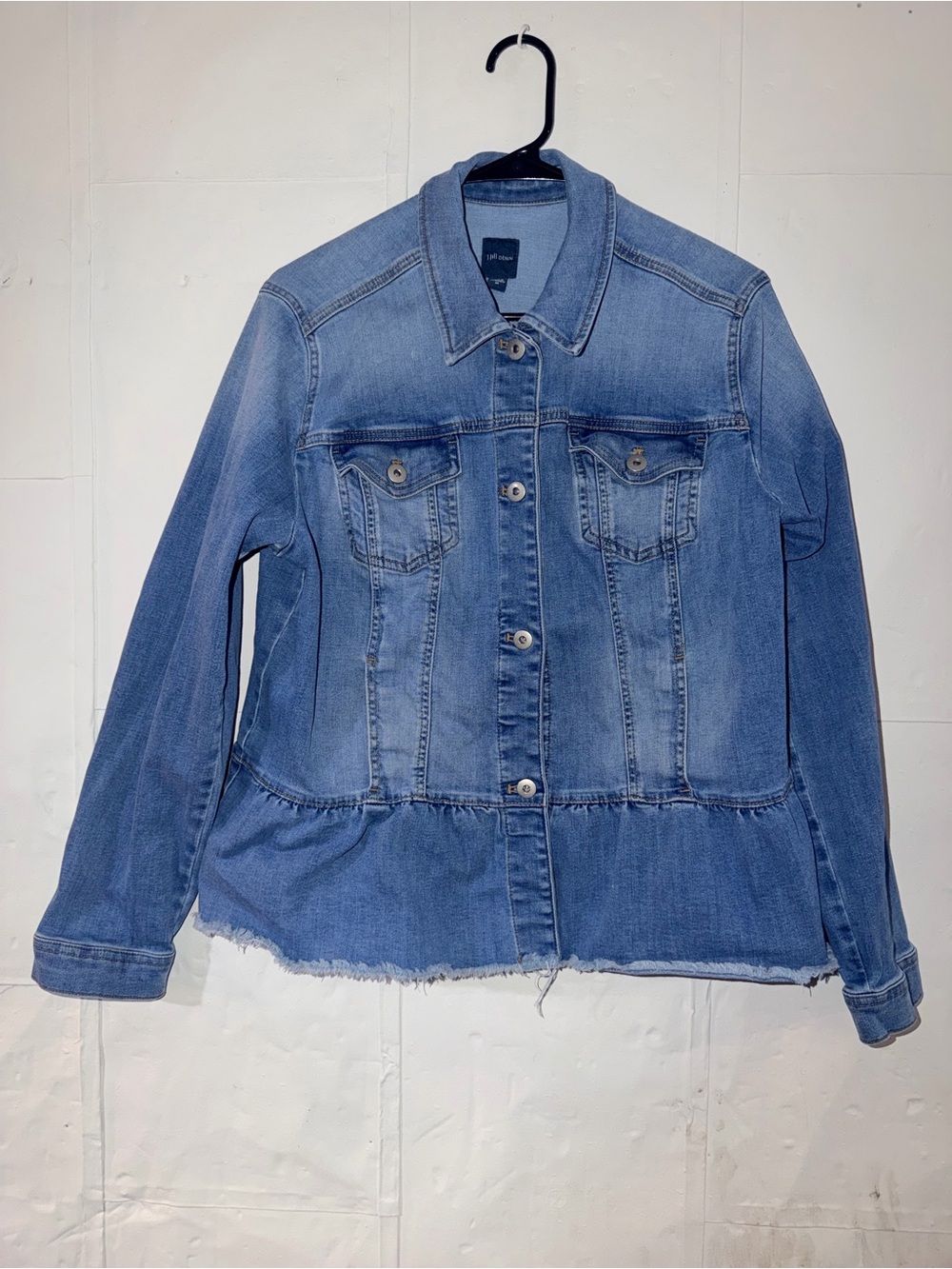 J. Jill Light Blue Denim Jacket with Peplum Hem